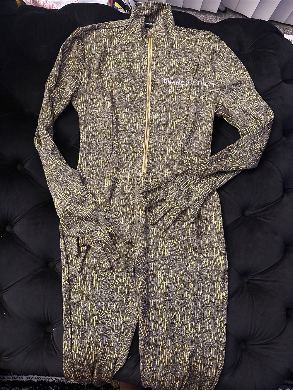 Women's Yellow Patterned Jumpsuit